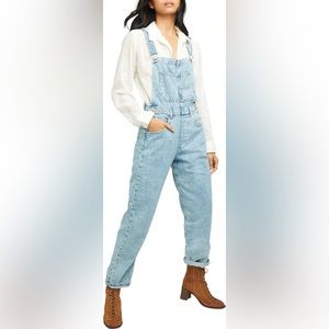 Free People Women’s Ziggy Denim Straight Leg Overall, color powder blue
